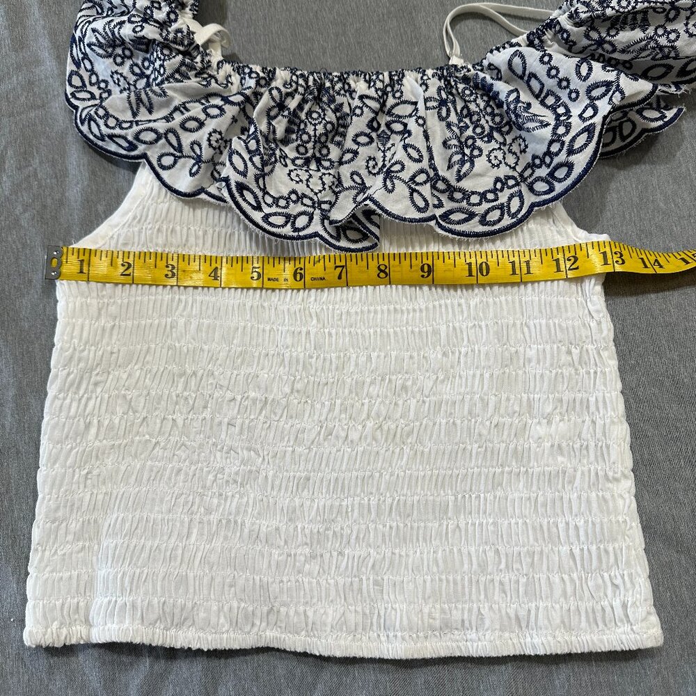 Embroidered Off Shoulder/Adjustable Strap Ruched Halter Top - Picture 12 of 14